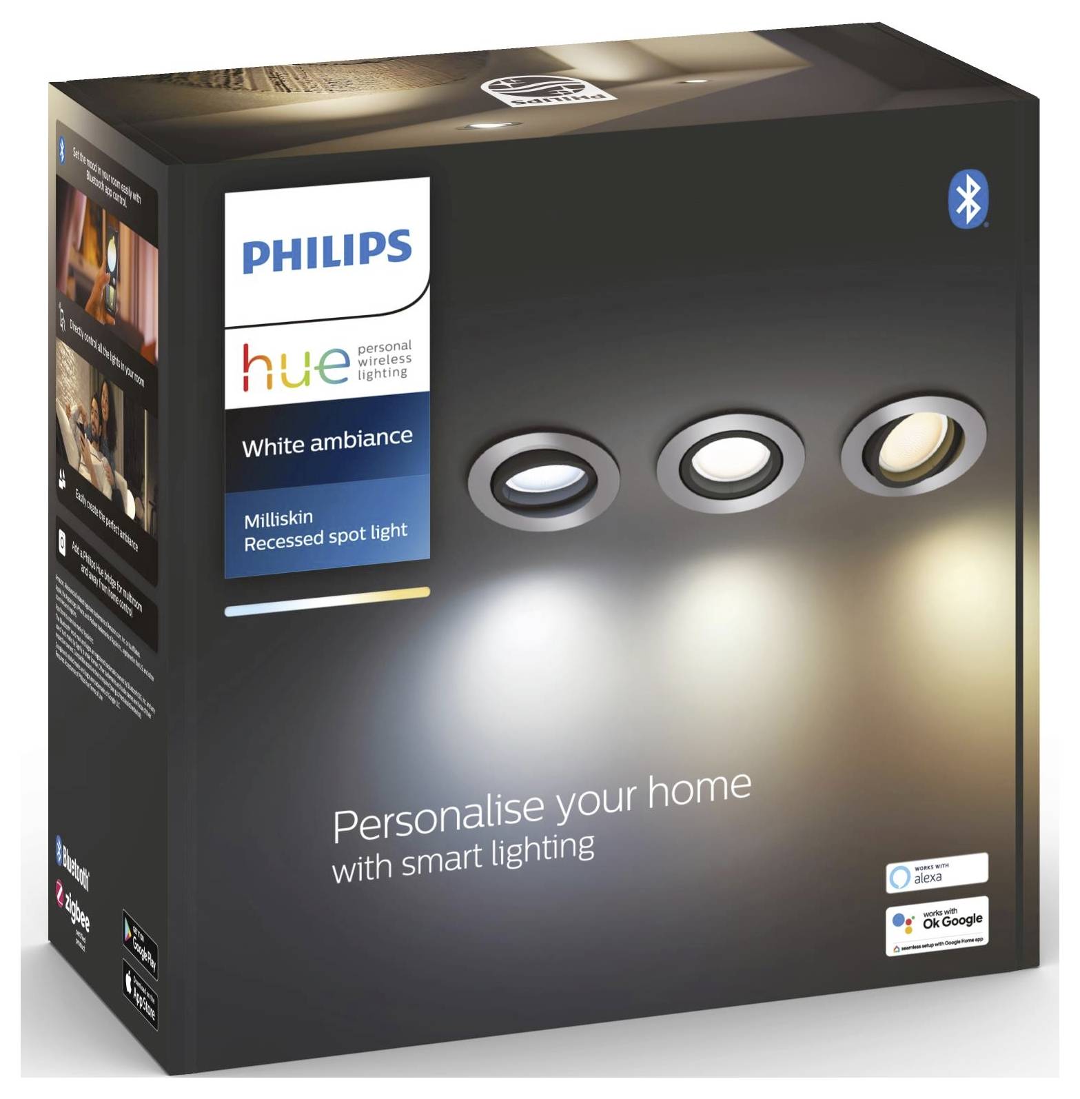 Philips Hue LED-Einbauleuchte 929003810901 EEK: E (A - G) Milliskin Hue GU10 12.6W Warmweiß bis Kaltweiß, RGB