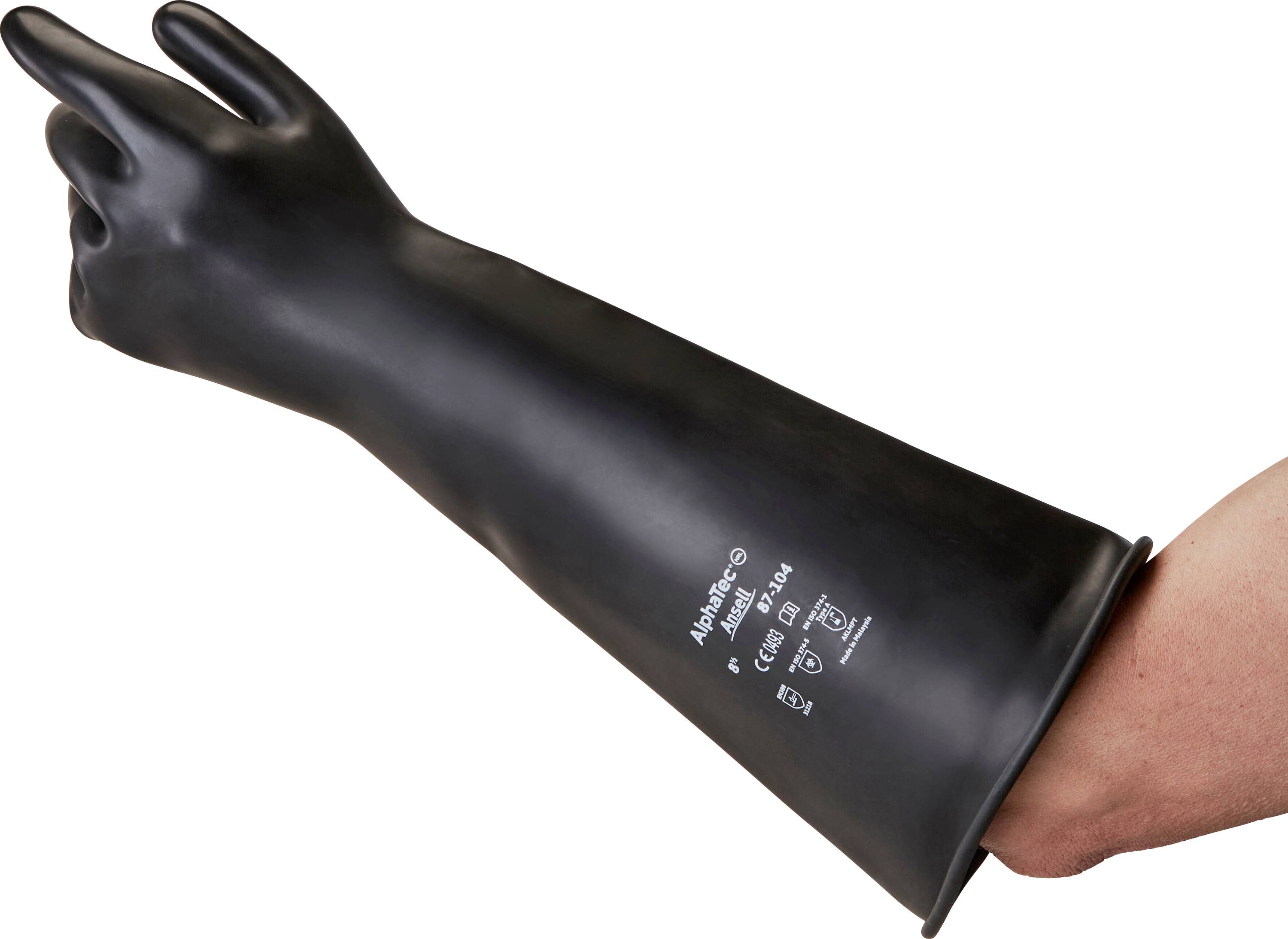 Ansell 87104075 AlphaTec Naturlatex Chemiekalienhandschuh Größe (Handschuhe): 7.5 EN 21420:2020 1 Paar