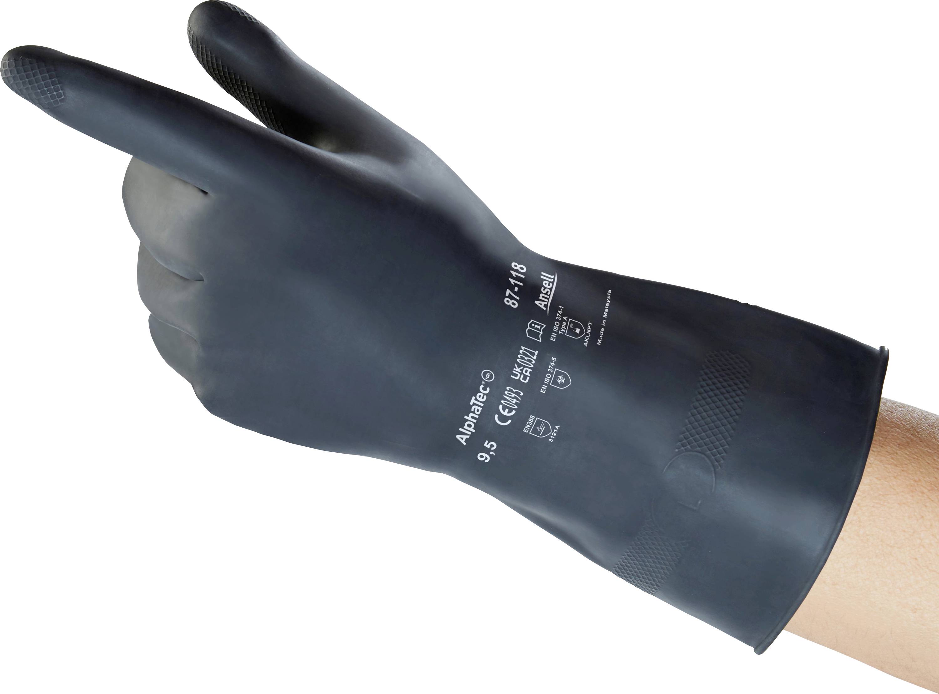 Ansell 87118085 AlphaTec Naturlatex Chemiekalienhandschuh Größe (Handschuhe): 8.5 EN 21420:2020 1 Paar