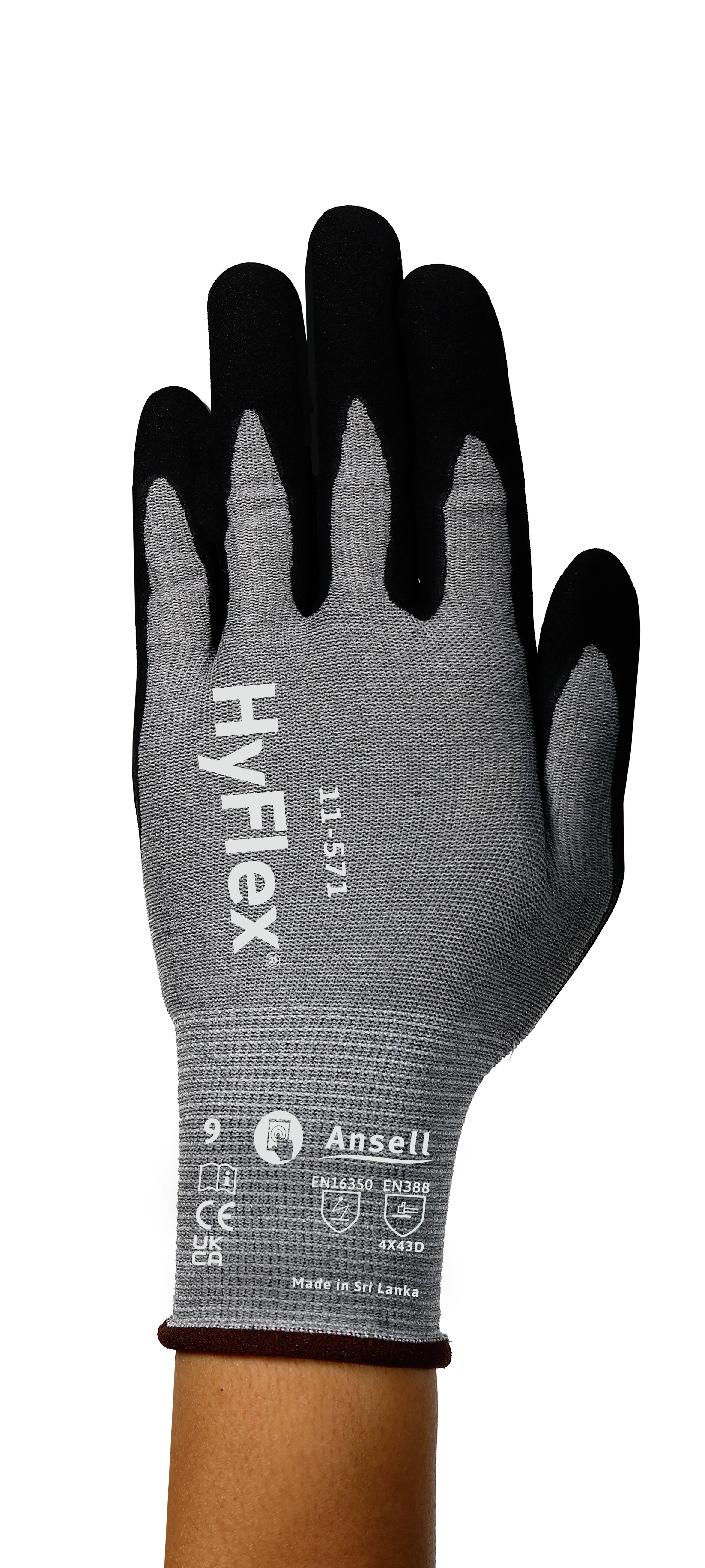 Ansell 11571R070-1P HyFlex Nitril Arbeitshandschuh Größe (Handschuhe): 7 EN 21420:2020 1 Paar