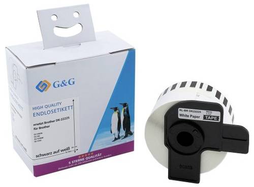 G&G Etiketten (Endlos) Kompatibel ersetzt Brother DK-22225 38 mm x 30.48 m Thermodirekt Papier Weiß