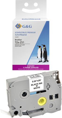 G&G BB-B-G-251 Kompatibel ersetzt Brother TZe-251 Bandfarbe: Weiß Schriftfarbe: Schwarz 24 mm 8 m