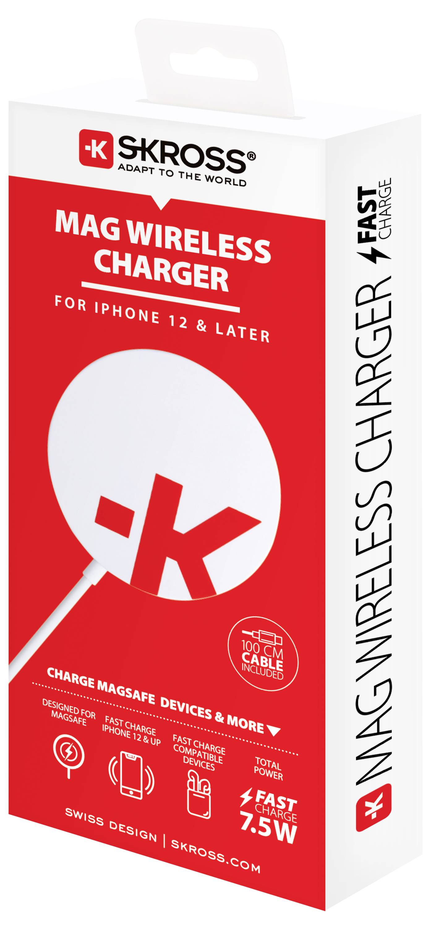 Skross Magsafe Wireless Charger Ladeadapter 5 W, 7.5 W, 10 W USB PD Weiß