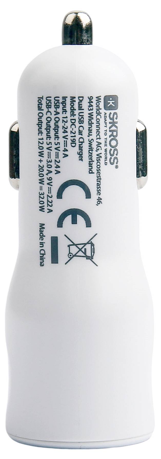 Skross Dual Car Charger 20 W PD Belastbarkeit Strom max.=3.00 A 12 V zu 5 V, 12/24 V, 24 V zu 5 V