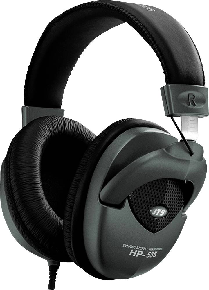 Kopfhörer mit schwarzem Kopfband und Ohrpolstern, Modell 'HP-535', gezeigt im Profil.
