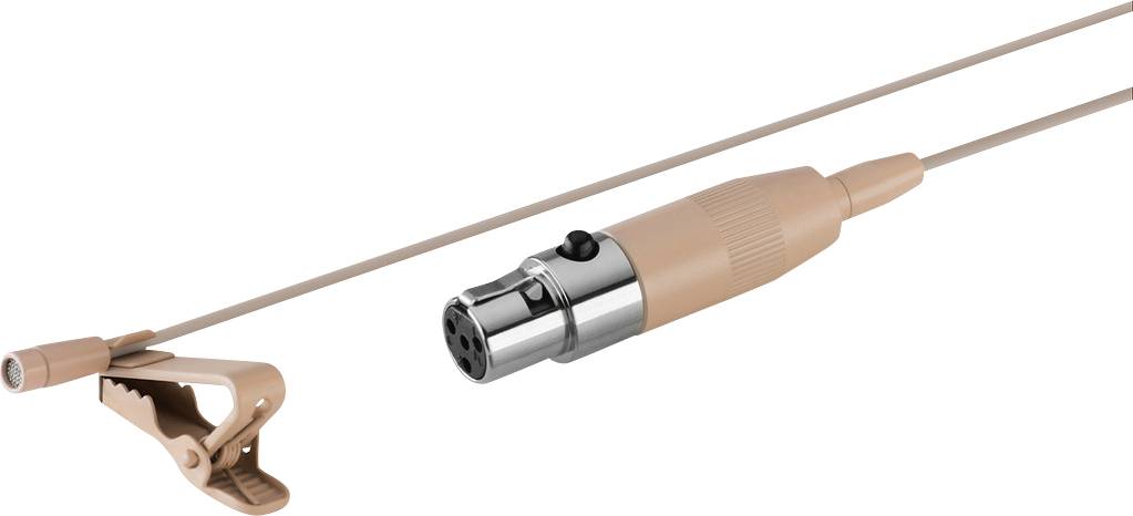 Ansteckmikrofon mit Kabel und Clip zur Befestigung an Kleidung, ideal für Interviews und Präsentationen.