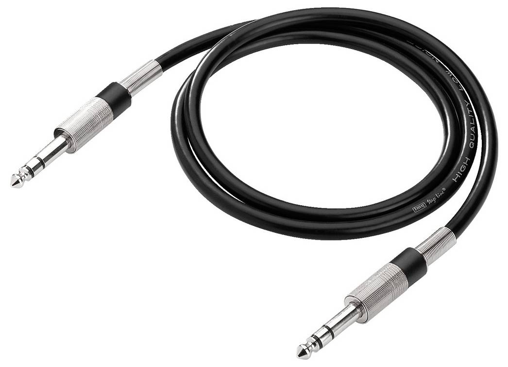 Monacor 0065670 Klinke Audio Verbindungskabel [1x Klinkenstecker 6.3mm (stereo) - 1x Klinkenstecker 6.3mm (stereo)] 1m Schwarz