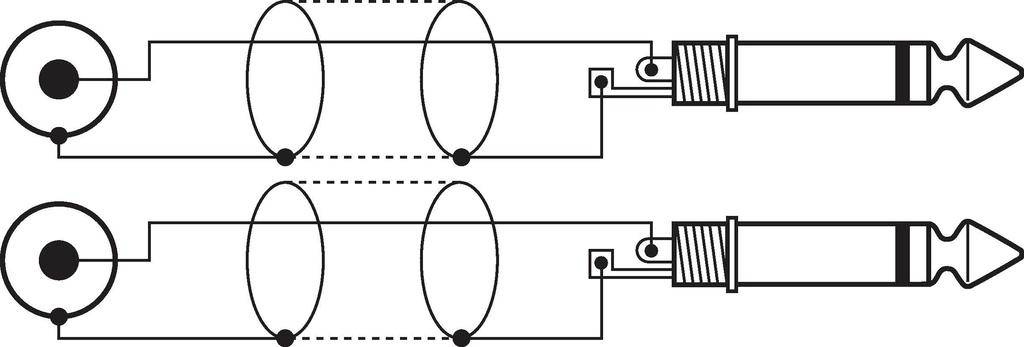 Diagramm zeigt den Schaltkreis von zwei verschiedenen Klinkensteckern und Signalwegen, die Unterschiede in der Verdrahtung darstellen.