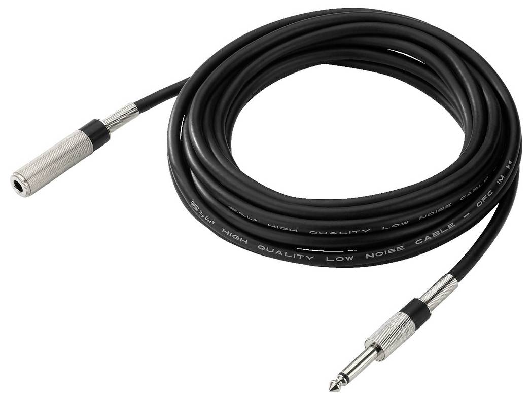 Monacor 0060730 Klinke Audio Verlängerungskabel [1x Klinkenstecker 6.3mm (mono) - 1x Klinkenbuchse 6.3mm (mono)] 6m Schwarz