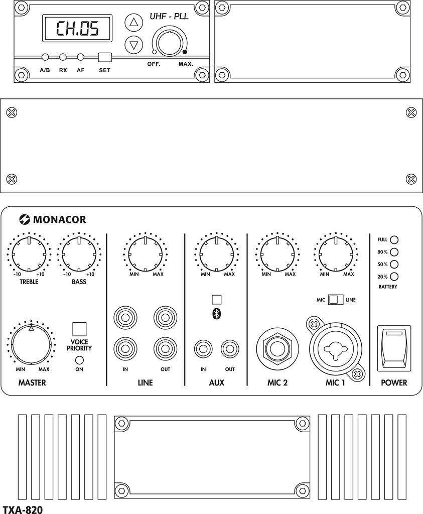 Monacor TXA-820 Transportables Verstärkersystem