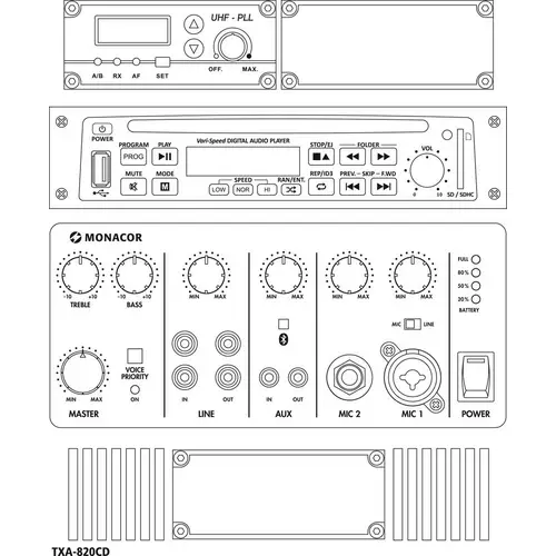 Monacor TXA-820CD Transportables Verstärkersystem Monacor TXA-820CD Transportables Verstärkersystem