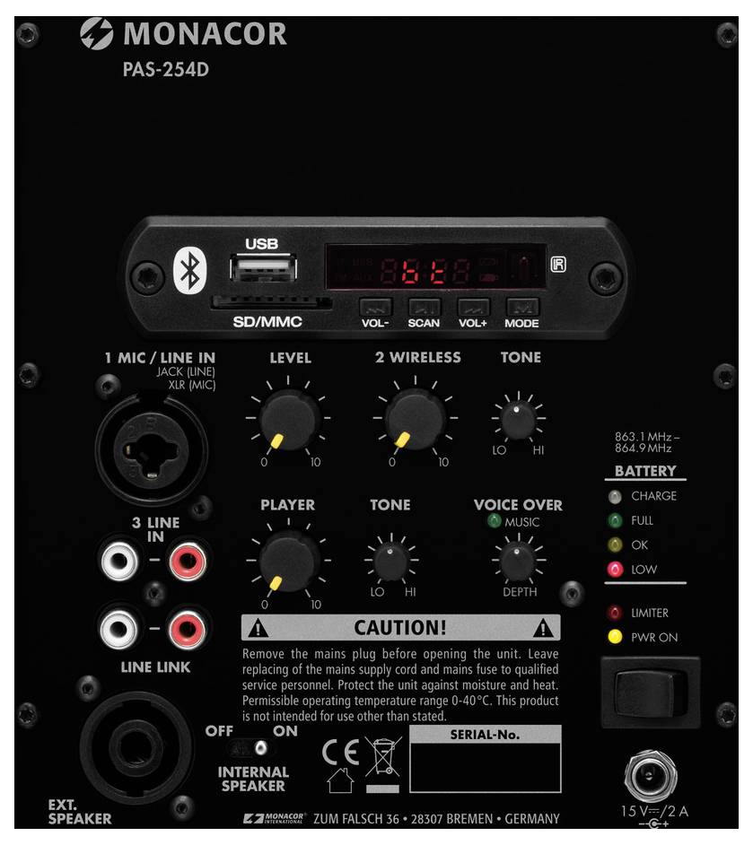 Monacor PAS-254D Transportables Verstärkersystem