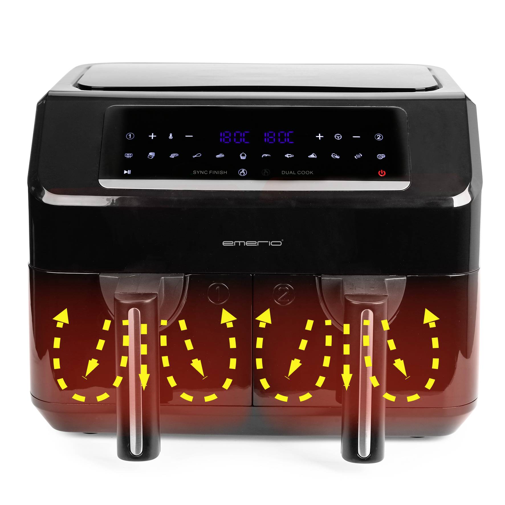 EMERIO AF-130376.1 Doppel-Fritteuse 7.2l 2400W Timerfunktion Schwarz