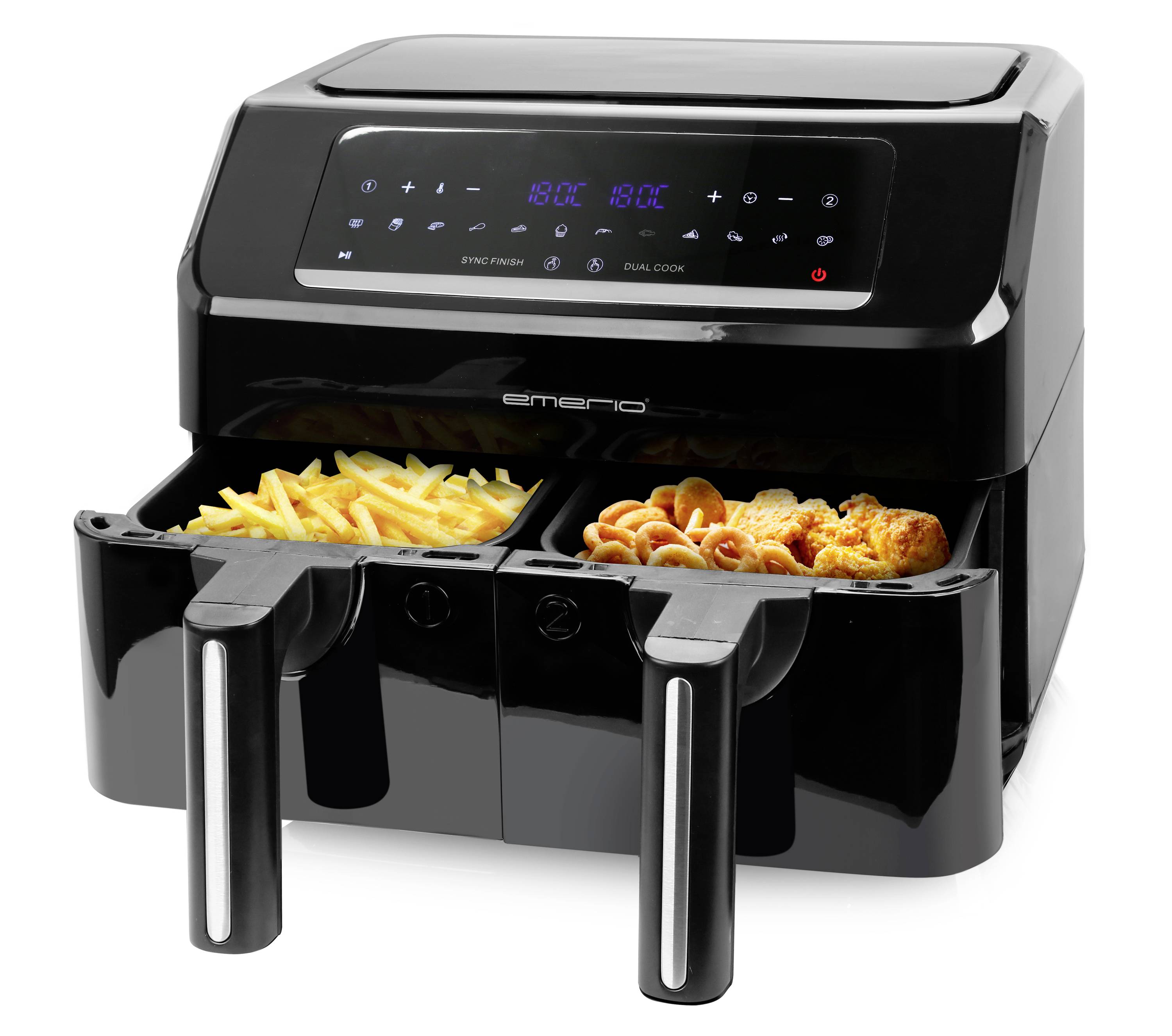 EMERIO AF-130376.1 Doppel-Fritteuse 7.2l 2400W Timerfunktion Schwarz