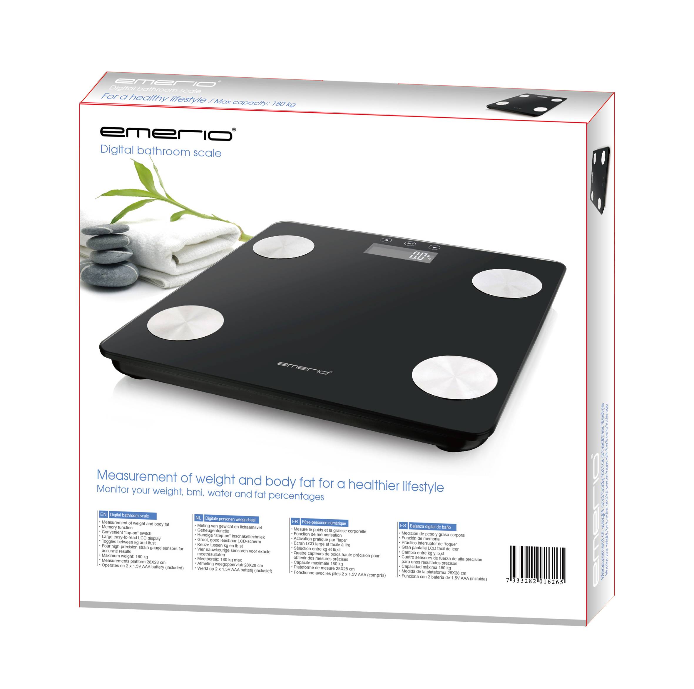 EMERIO BR-125479 Personenwaage digital Wägebereich (max.)=180kg Schwarz