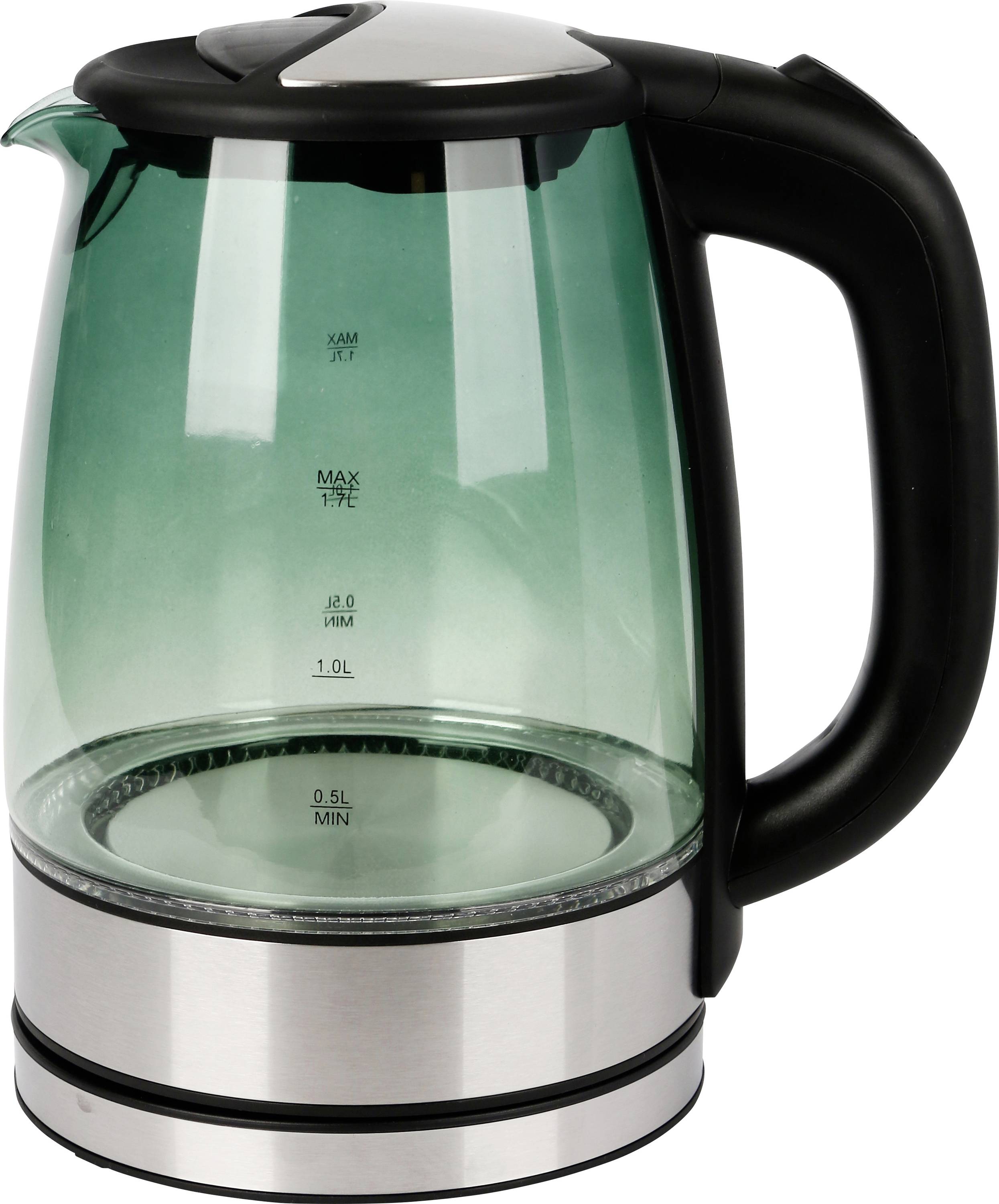 EMERIO WK-119988.8 Wasserkocher BPA-frei, bruchsicher, Überhitzungsschutz Edelstahl, Schwarz, Glas Fassungsvermögen: 1.7 l