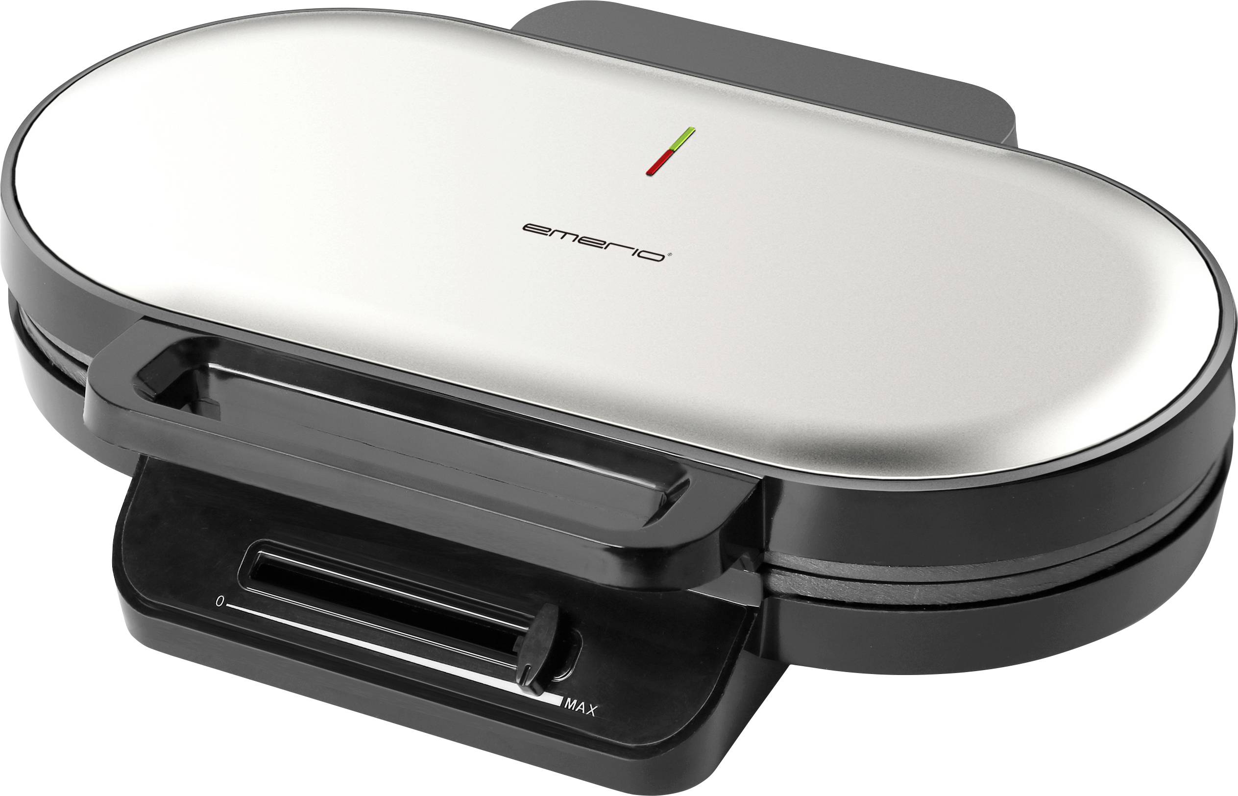 EMERIO WM-123356 Doppel-Waffeleisen Antihaftbeschichtung, BPA-frei, stufenloser Temperaturregler Edelstahl, Schwarz