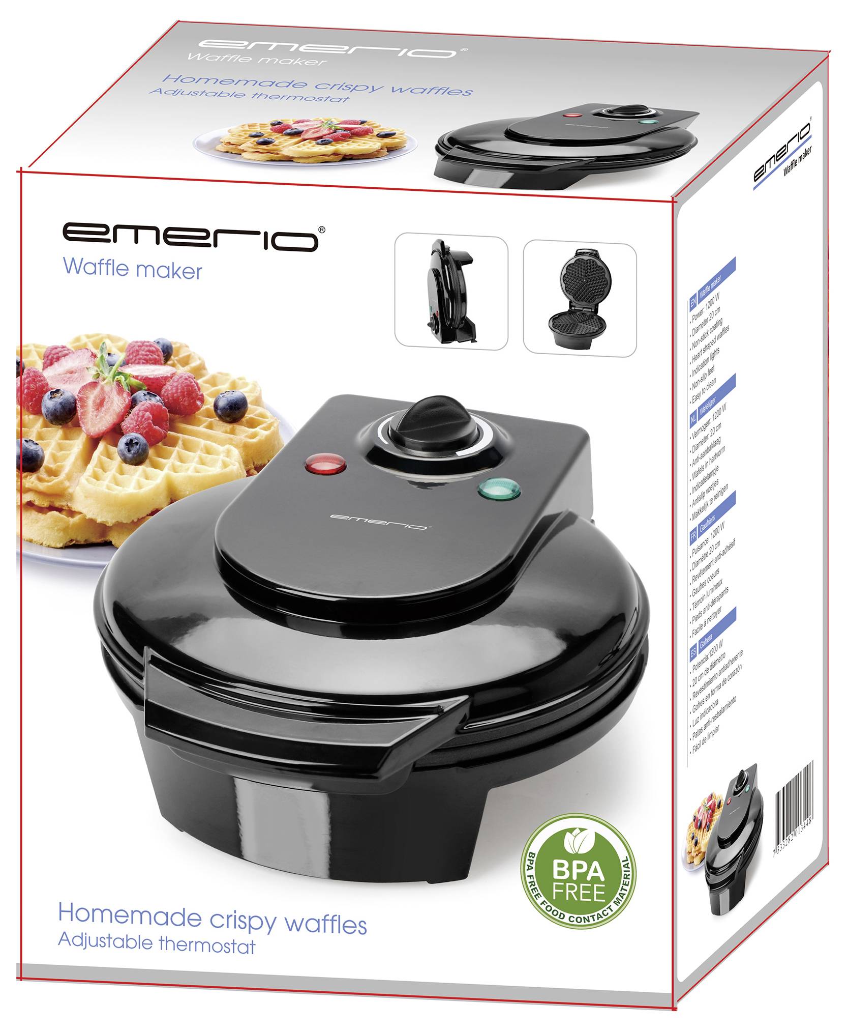 EMERIO WM-131149 Waffeleisen Antihaftbeschichtung, BPA-frei Schwarz