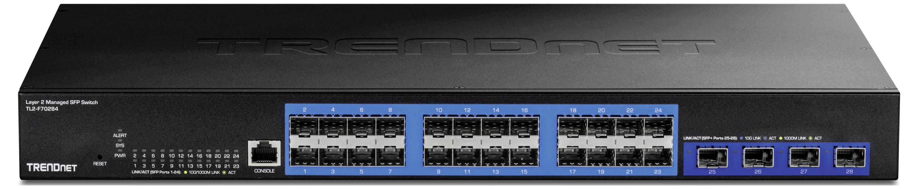 TRENDnet TL2-F70284 28-Port SFP Switch Layer 2 Managed mit 10G SFP+ Ports