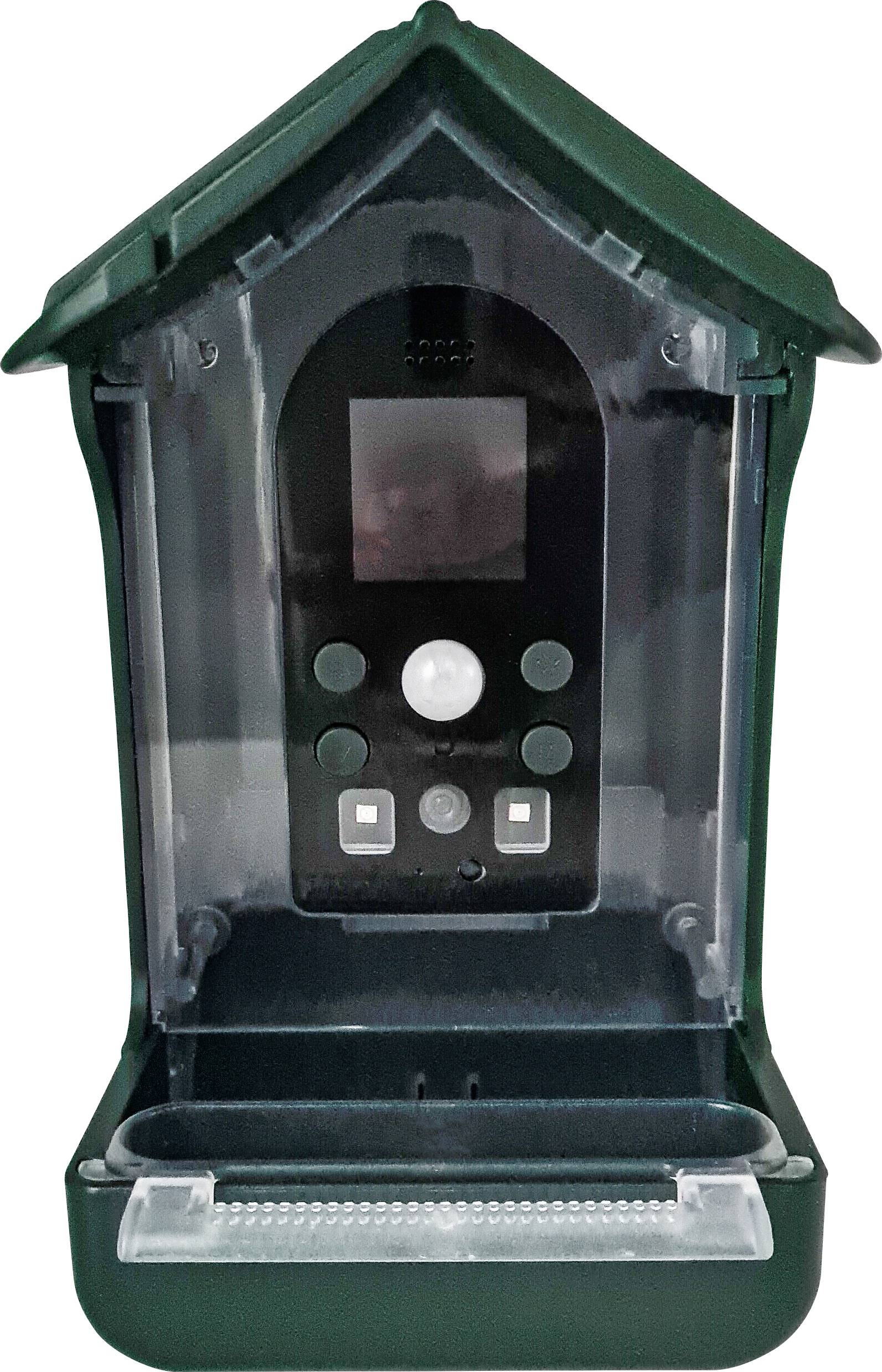 Berger & Schröter Futterhaus ES50BS 150ml Vogel Grün, Grau mit Bewegungsmelder, Kamera, Speicherkarten-Slot, Solarpanel 1 St