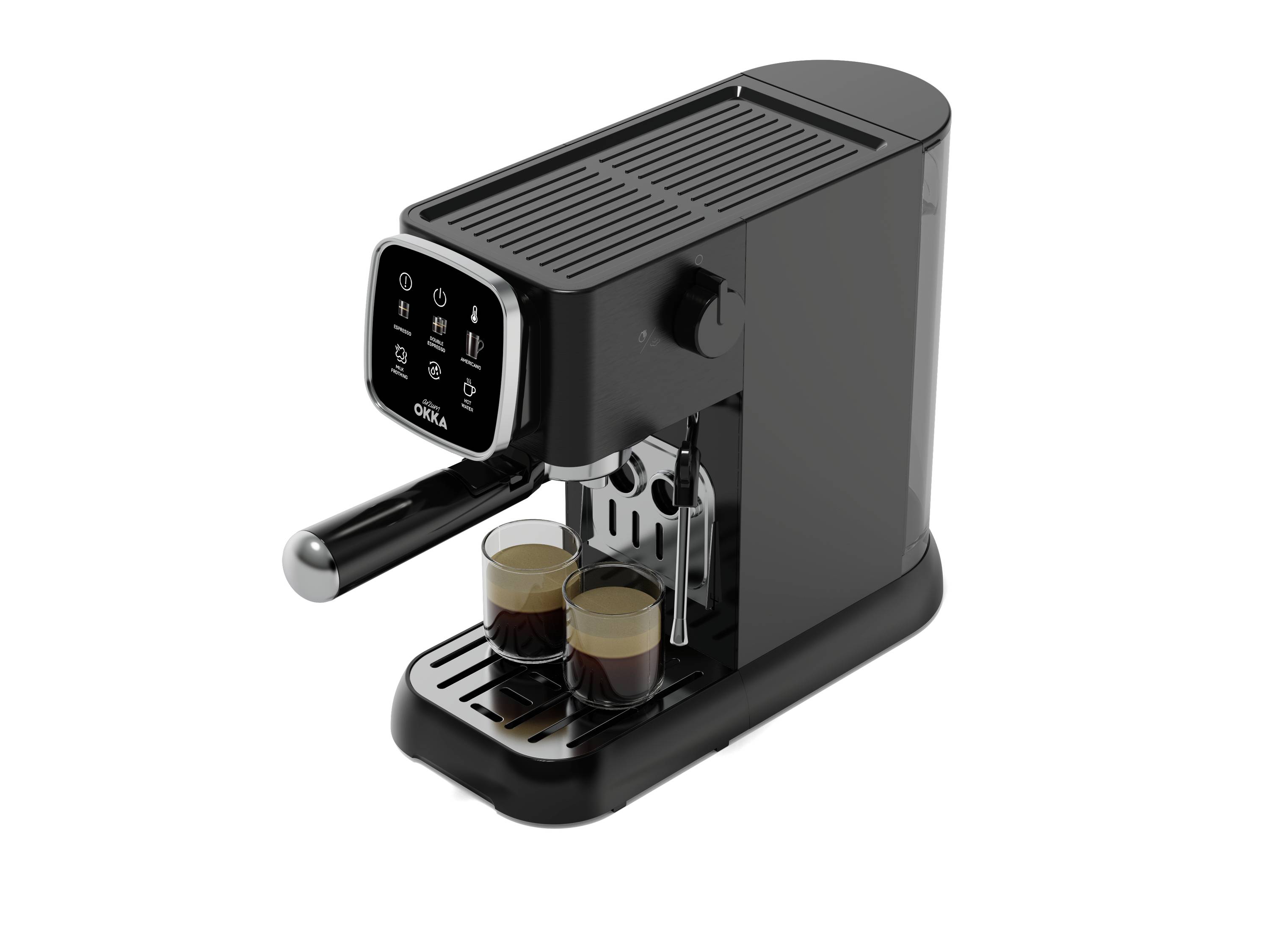 Arzum OK0034-0500 Espressomaschine mit Siebträger Chrom mit Milchaufschäumdüse