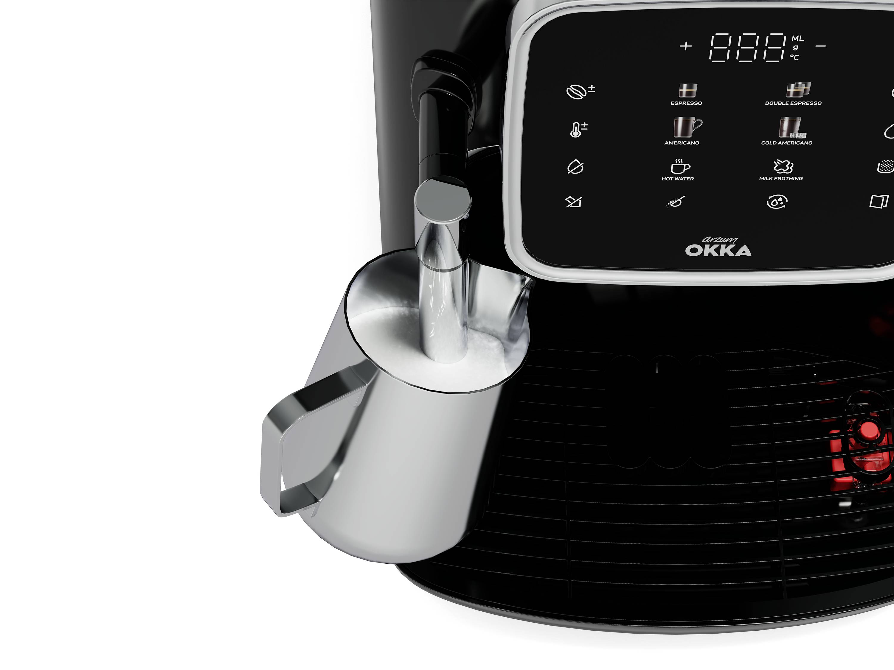 arzum OK0030-0500 Kaffeemaschine Chrom mit Milchaufschäumdüse