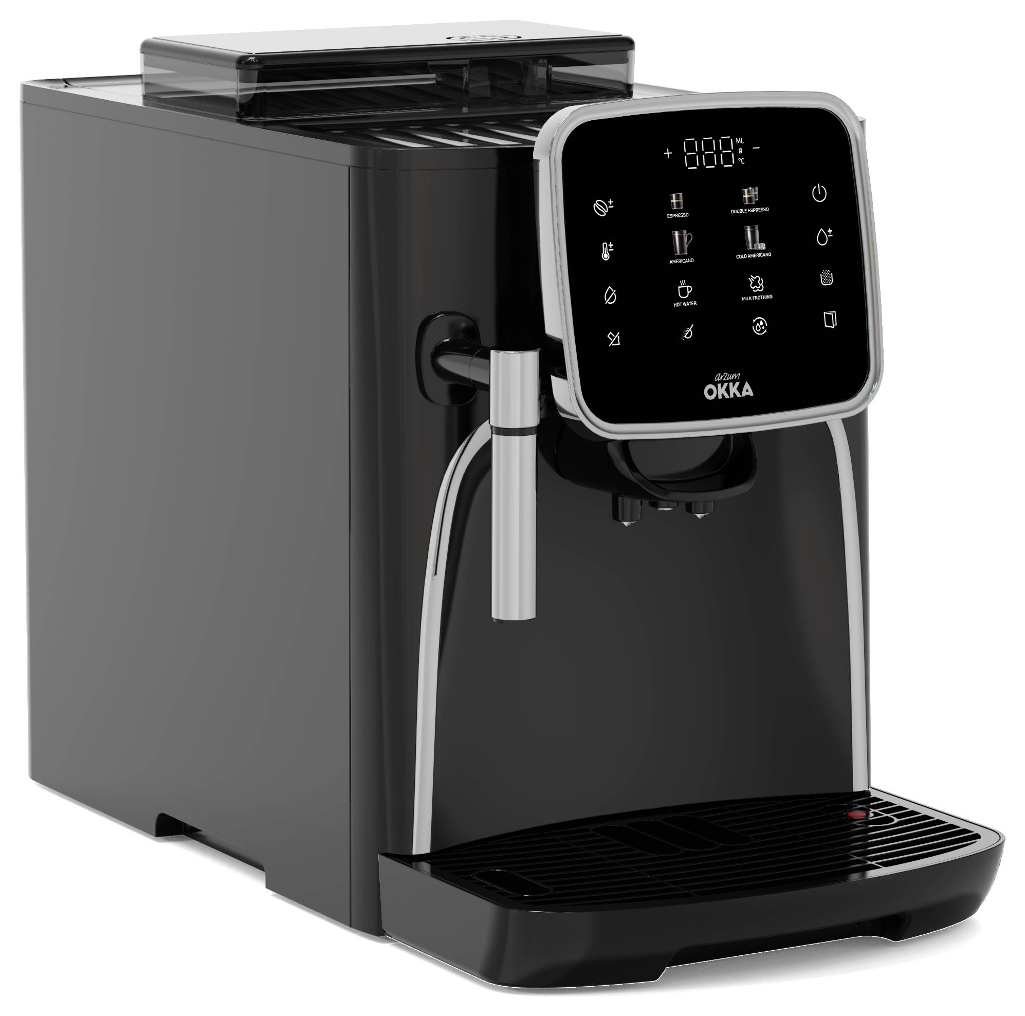 arzum OK0030-0500 Kaffeemaschine Chrom mit Milchaufschäumdüse