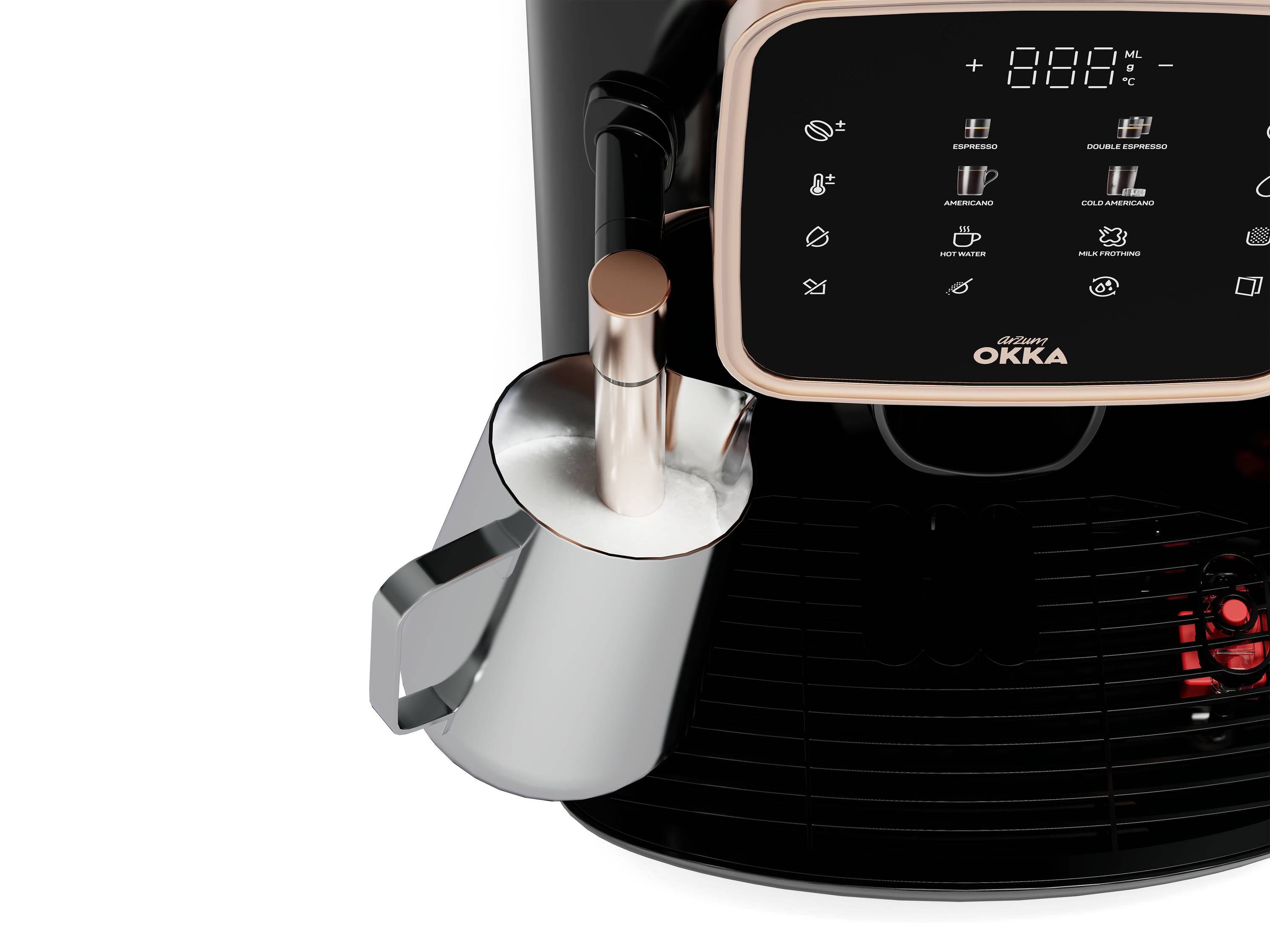 arzum OK0030-0400 Kaffeemaschine Bronze mit Milchaufschäumdüse