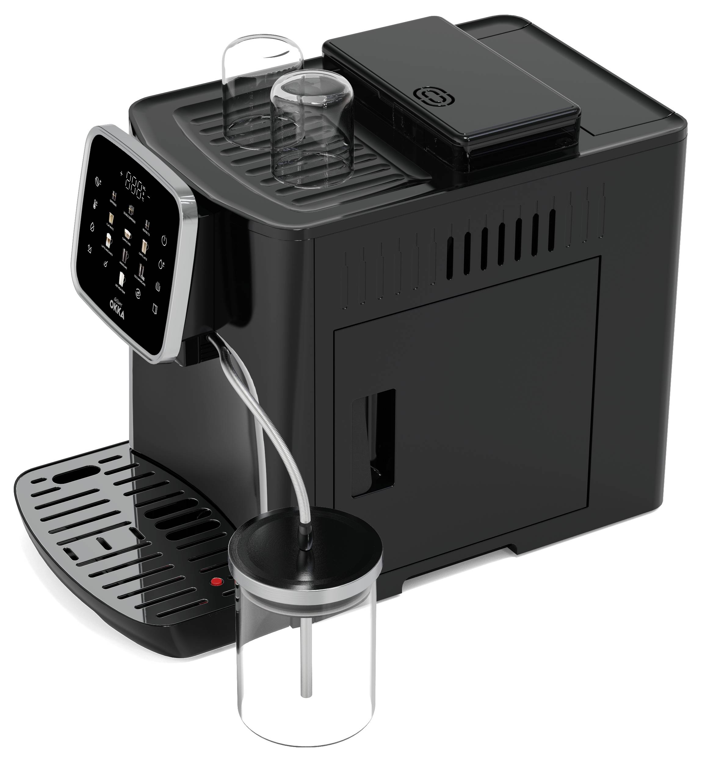 arzum OK0028-0500 Kaffeemaschine Chrom mit Milchbehälter, Display