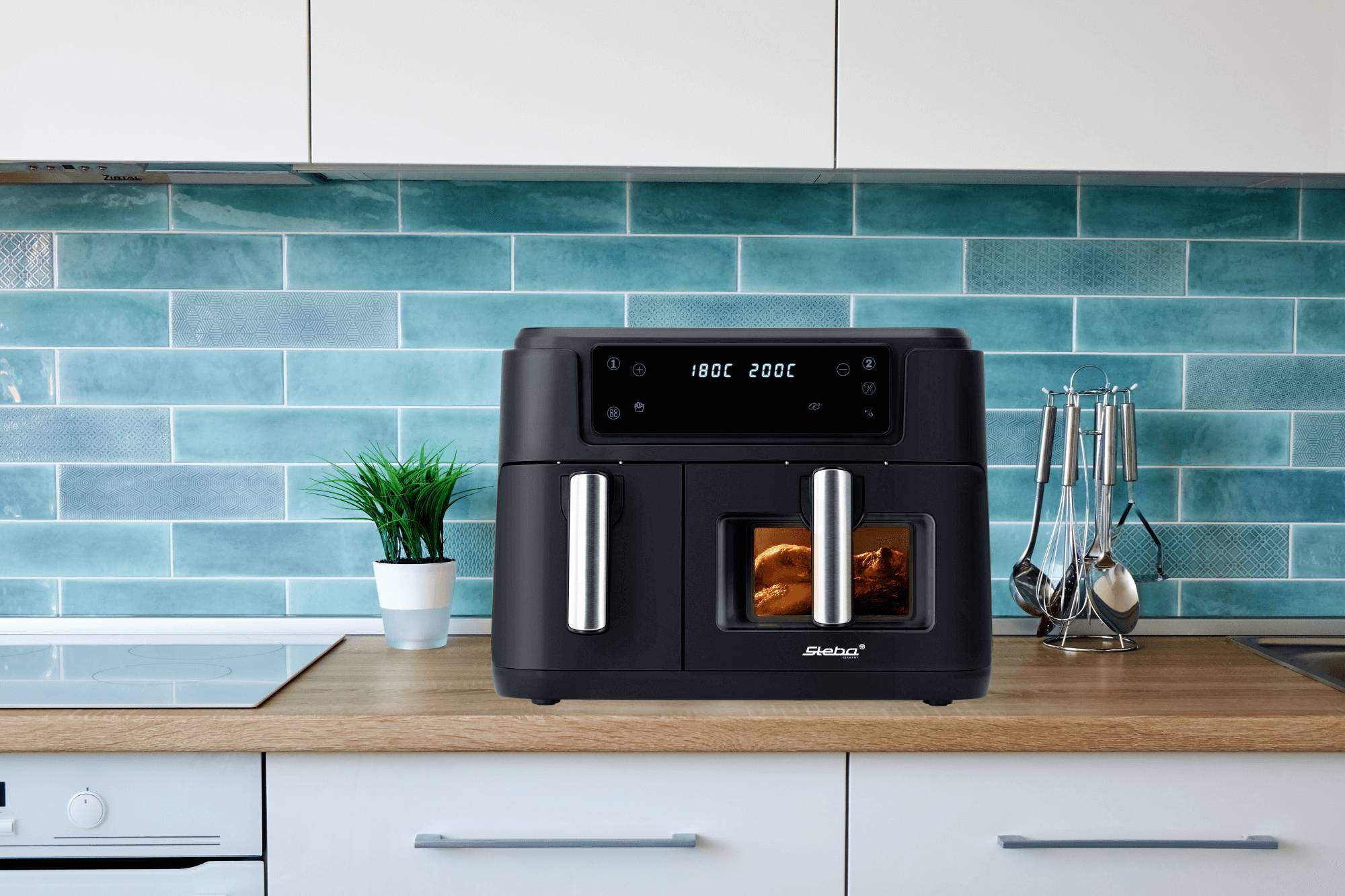 Steba HF 9500 DUO Doppel-Fritteuse 9.5 l 2400 W Schwarz