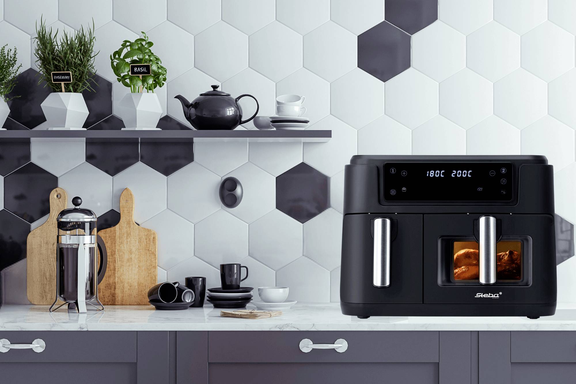 Steba HF 9500 DUO Doppel-Fritteuse 9.5 l 2400 W Schwarz