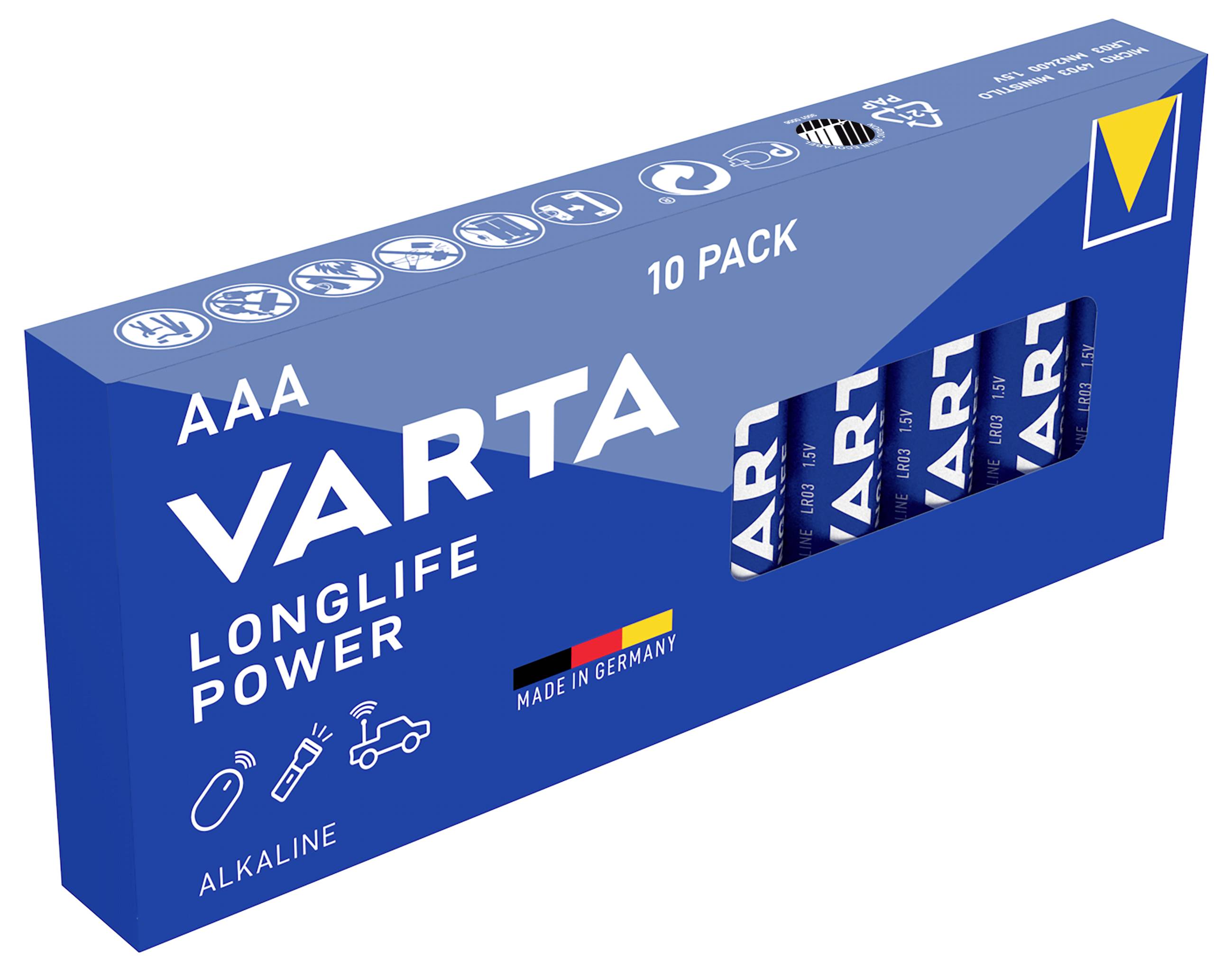 Varta Longlife Micro (AAA)-Batterie Alkali-Mangan 1200 mAh 1.5V 10St.