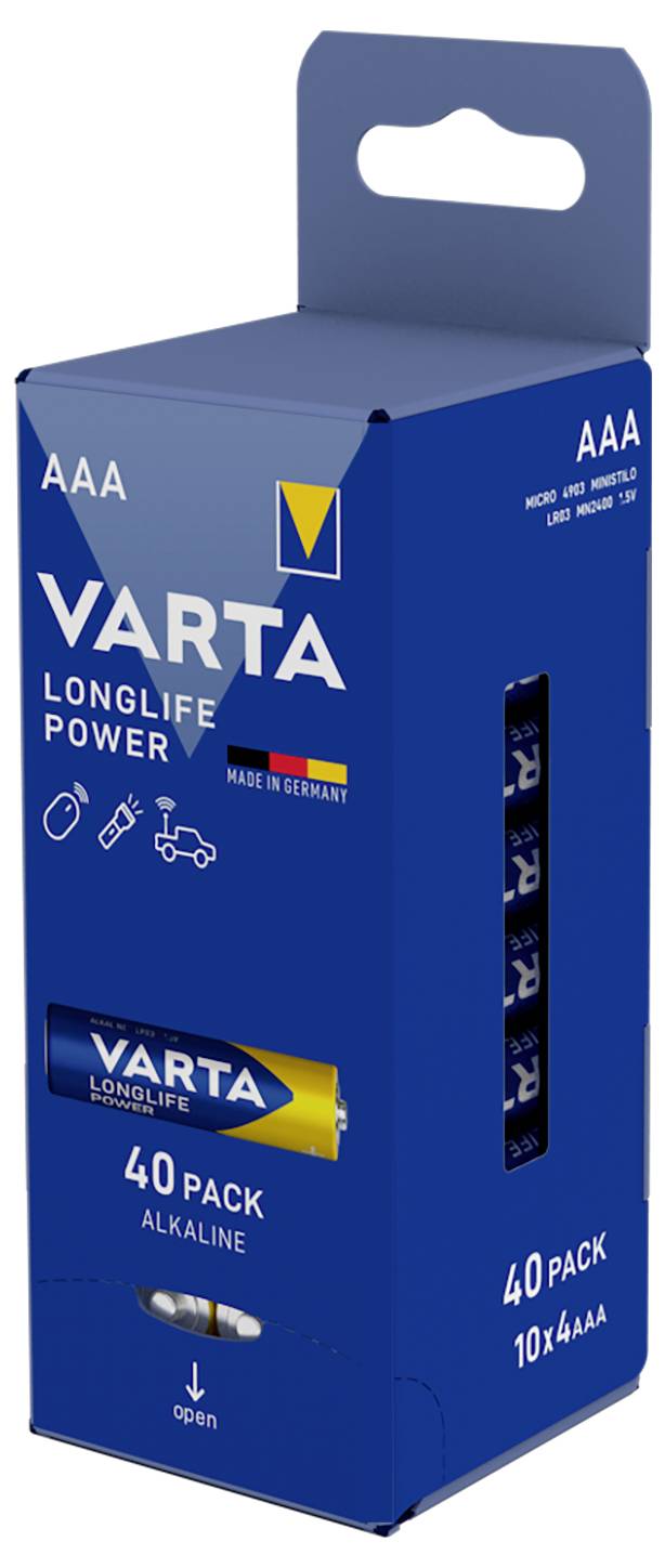 Varta LONGLIFE Power Micro (AAA)-Batterie Alkali-Mangan 1200 mAh 1.5V 40St.