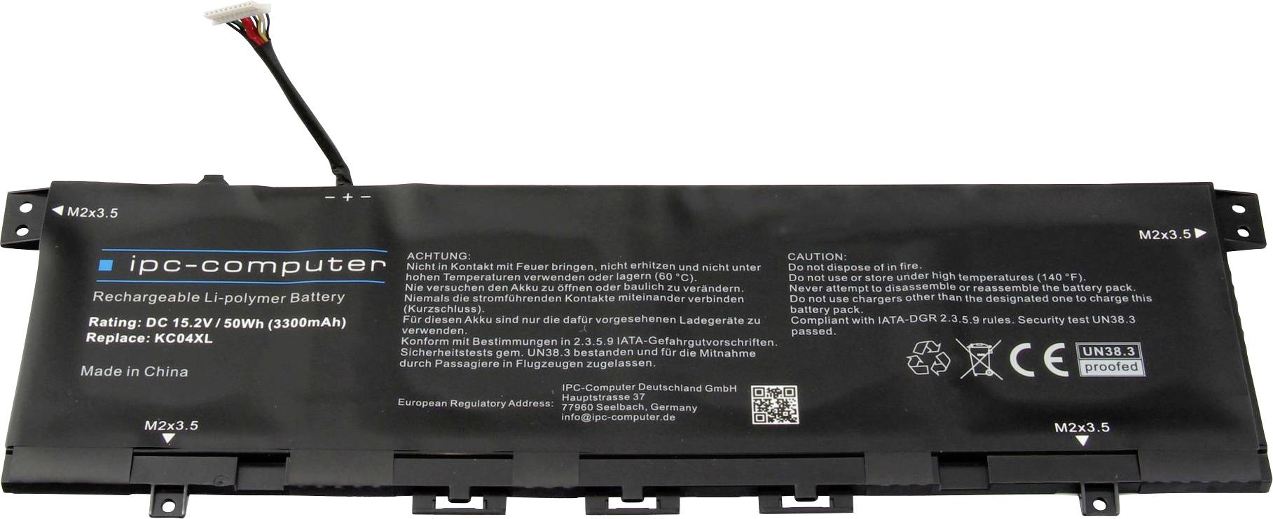Ipc-computer Notebook-Akku KC04 REPLACE 15.2V 3300 mAh HP