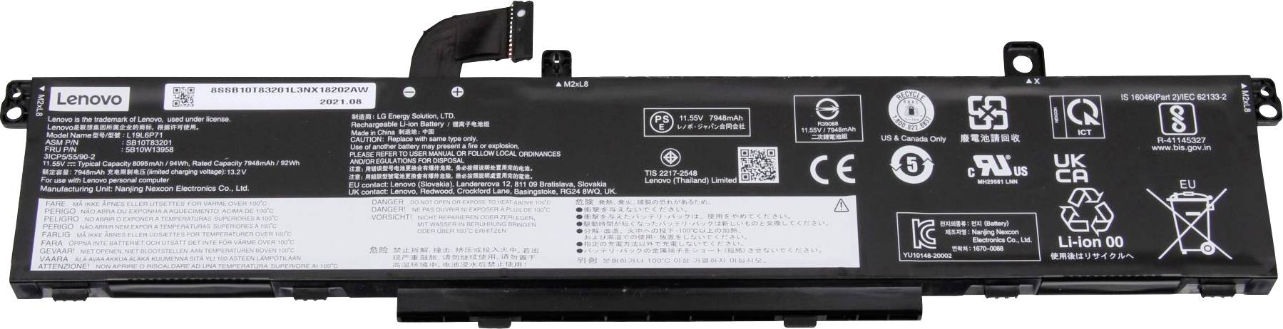 Lenovo Notebook-Akku 5B10W13958 11.55V 8095 mAh