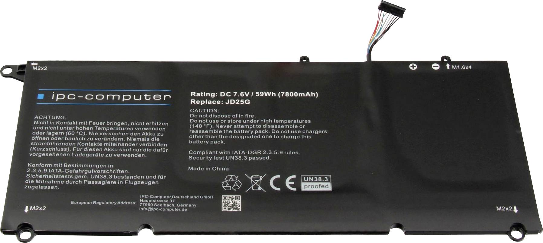 Ipc-computer Notebook-Akku JD25G-H REPLACE 7.6V 7800 mAh Dell