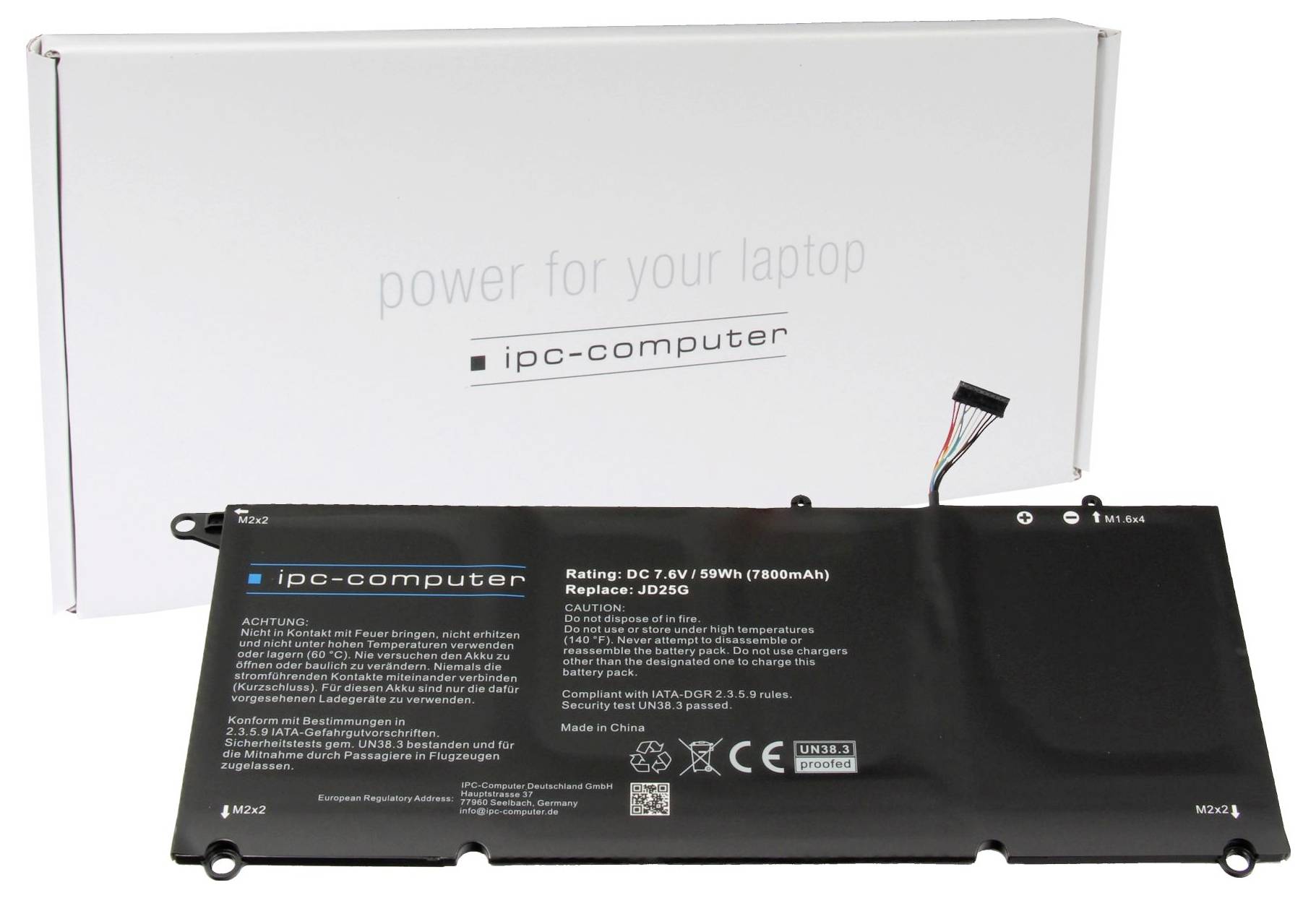 Ipc-computer Notebook-Akku JD25G-H REPLACE 7.6V 7800 mAh Dell