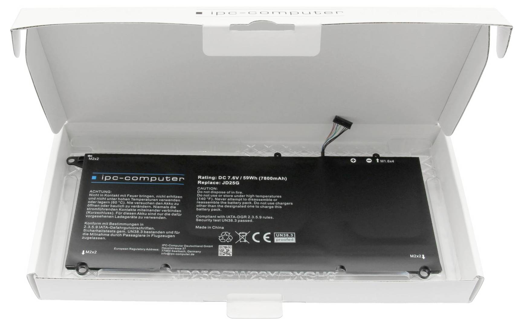 Ipc-computer Notebook-Akku JD25G-H REPLACE 7.6V 7800 mAh Dell
