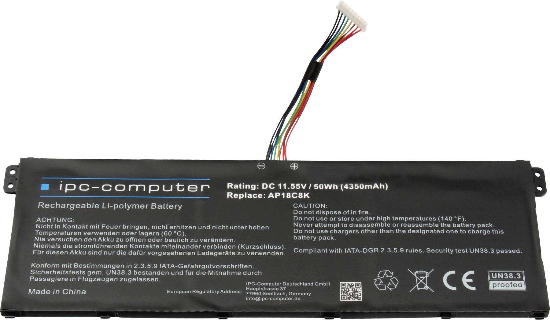 Ipc-computer Notebook-Akku AP18C8K REPLACE 11.55V 4350 mAh Acer
