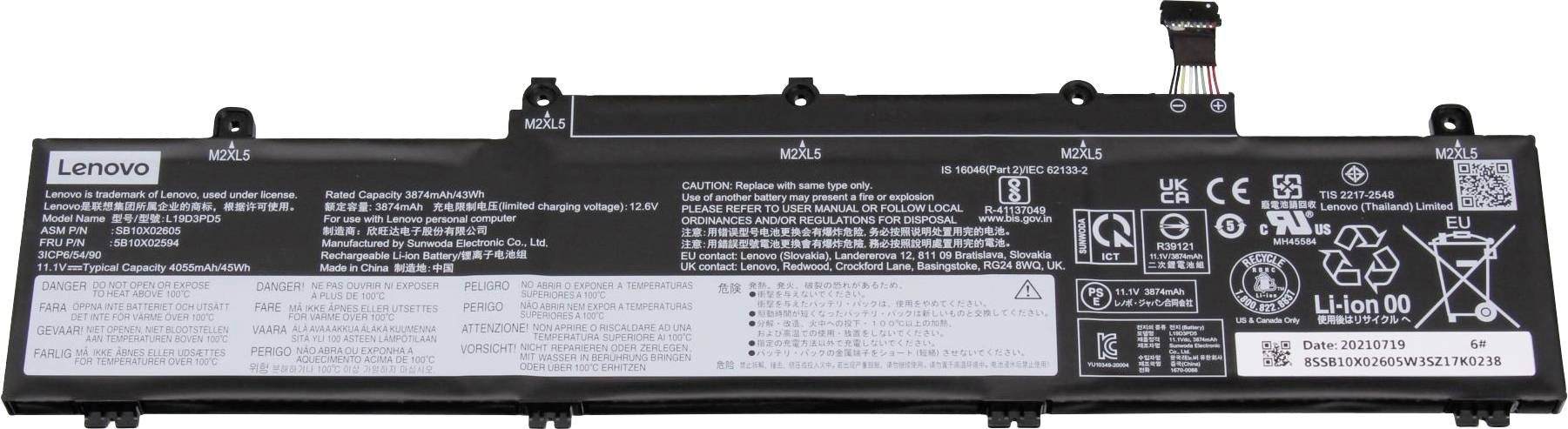 Lenovo Notebook-Akku 5B10X02594 11.1V 4055 mAh