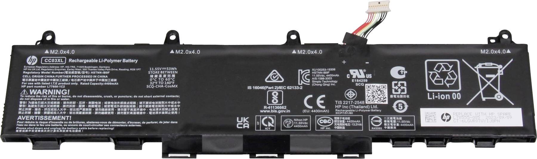 HP Notebook-Akku L78555-005 11.55V 4400 mAh