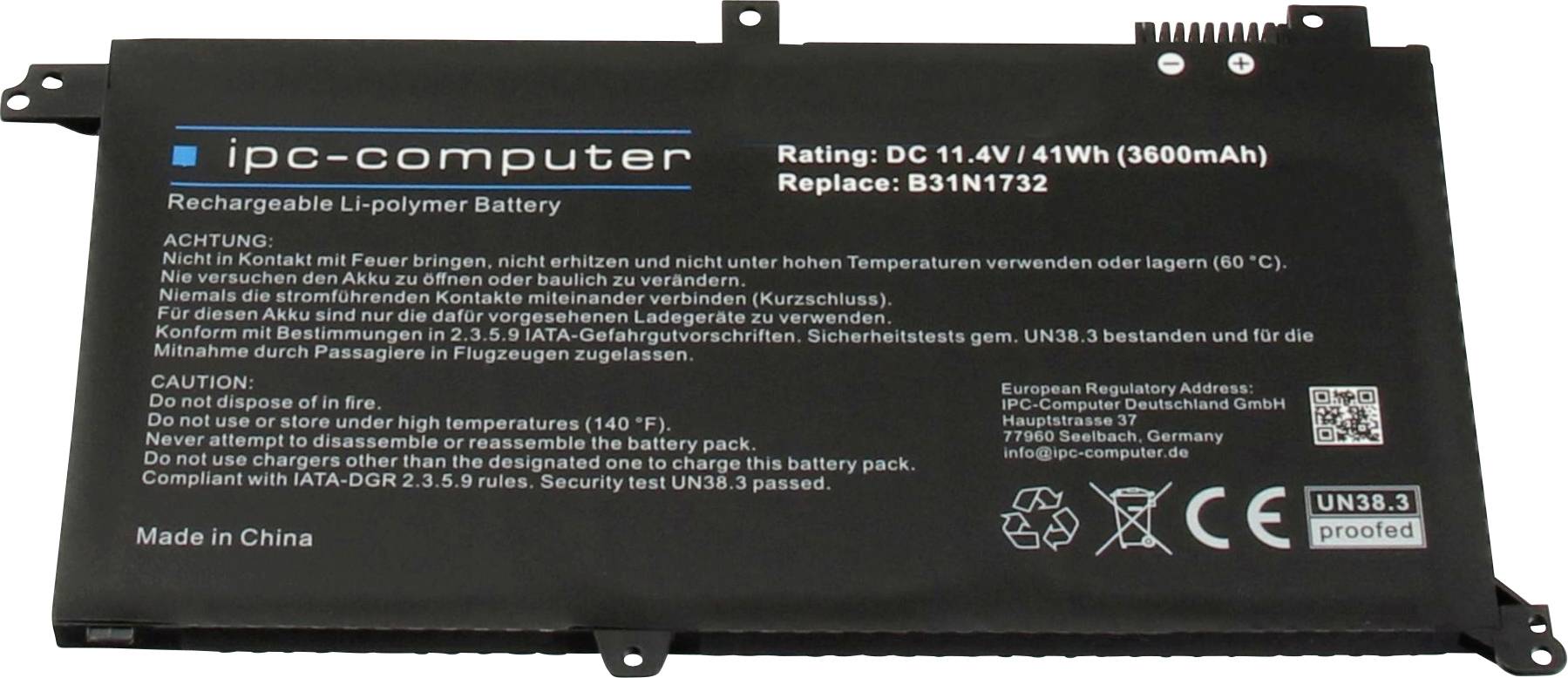 Ipc-computer Notebook-Akku B31N1732 REPLACE 11.4V 3600 mAh Asus