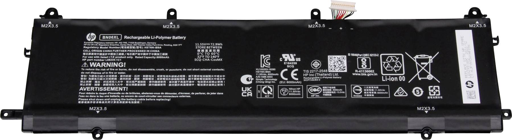HP Notebook-Akku L68299-005 11.55V 6300 mAh