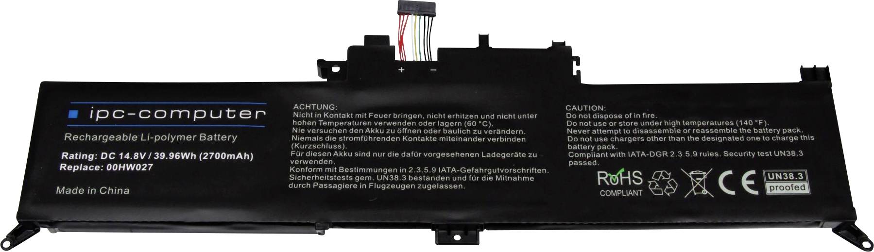 Ipc-computer Notebook-Akku 00HW027 REPLACE 14.8V 2700 mAh Lenovo