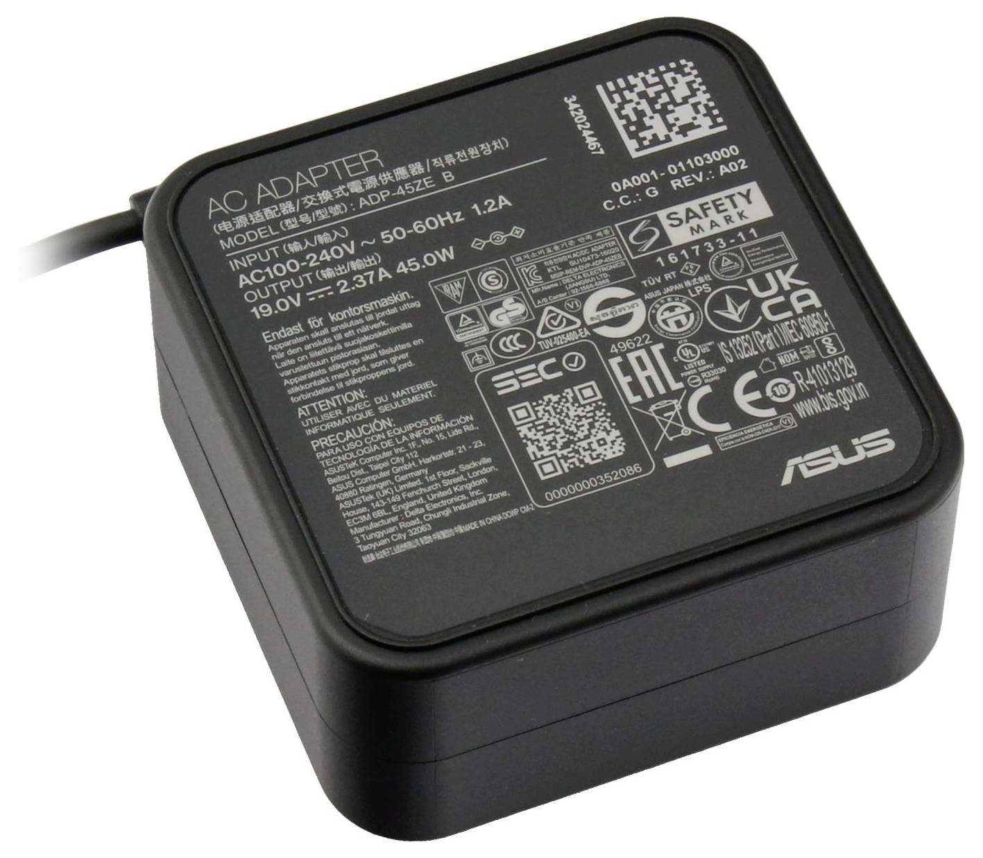 Asus ADP-45ZE BG, 0A001-01103000, 0A001-01103400, 0A001-01105000, 90XB05TN-MPW0I0 Notebook-Netzteil 45W 19V 2.37A