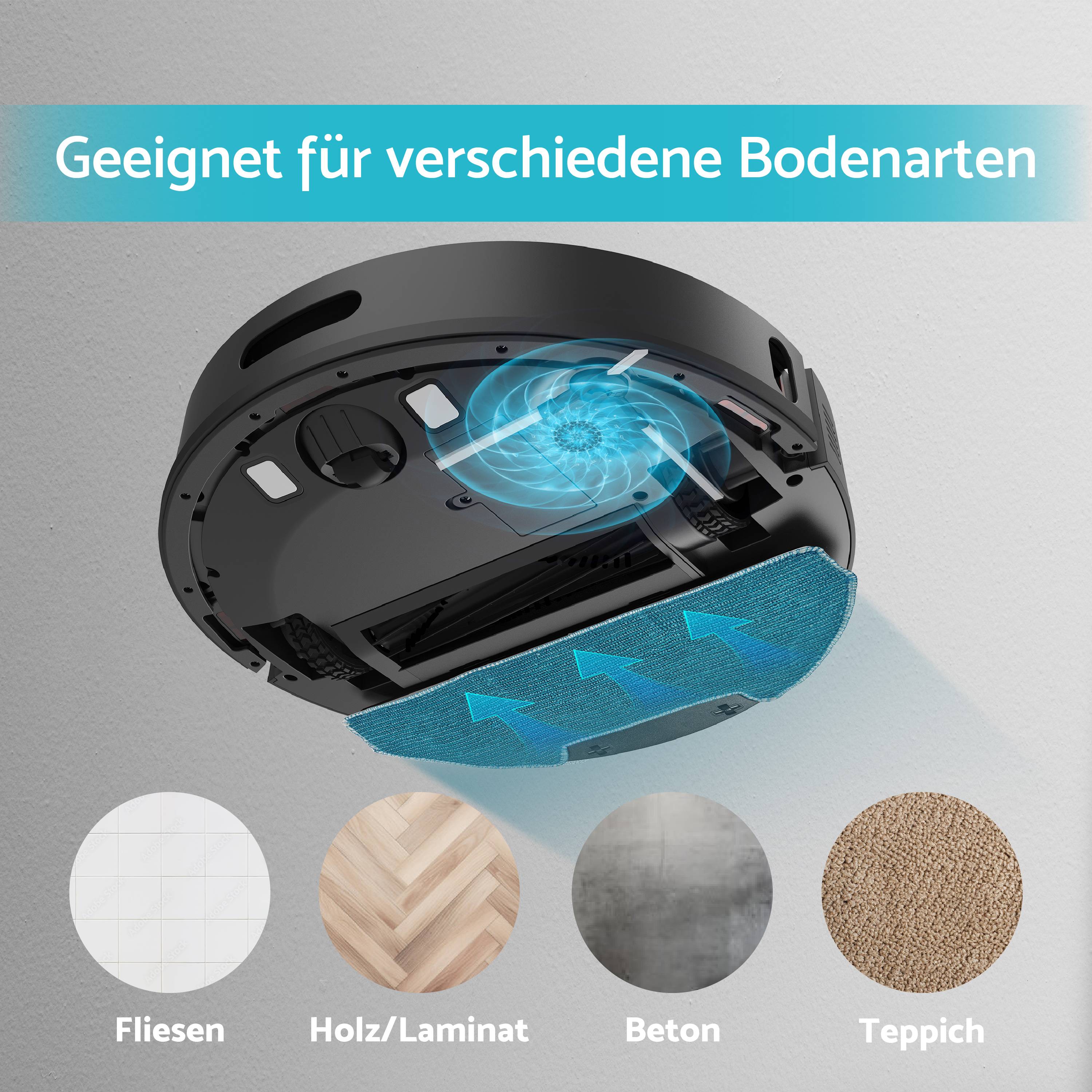 Aeco Vacubot X5 Saug-und Wischroboter Schwarz App gesteuert, Fernbedienbar