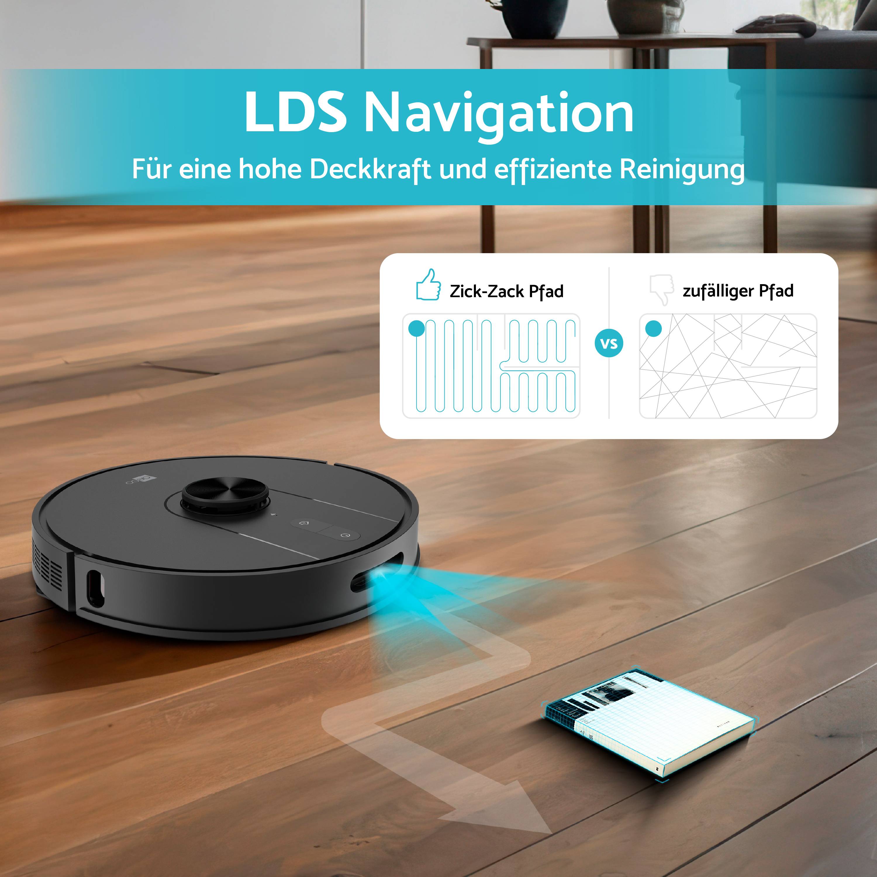 Aeco Vacubot X5 Saug-und Wischroboter Schwarz App gesteuert, Fernbedienbar