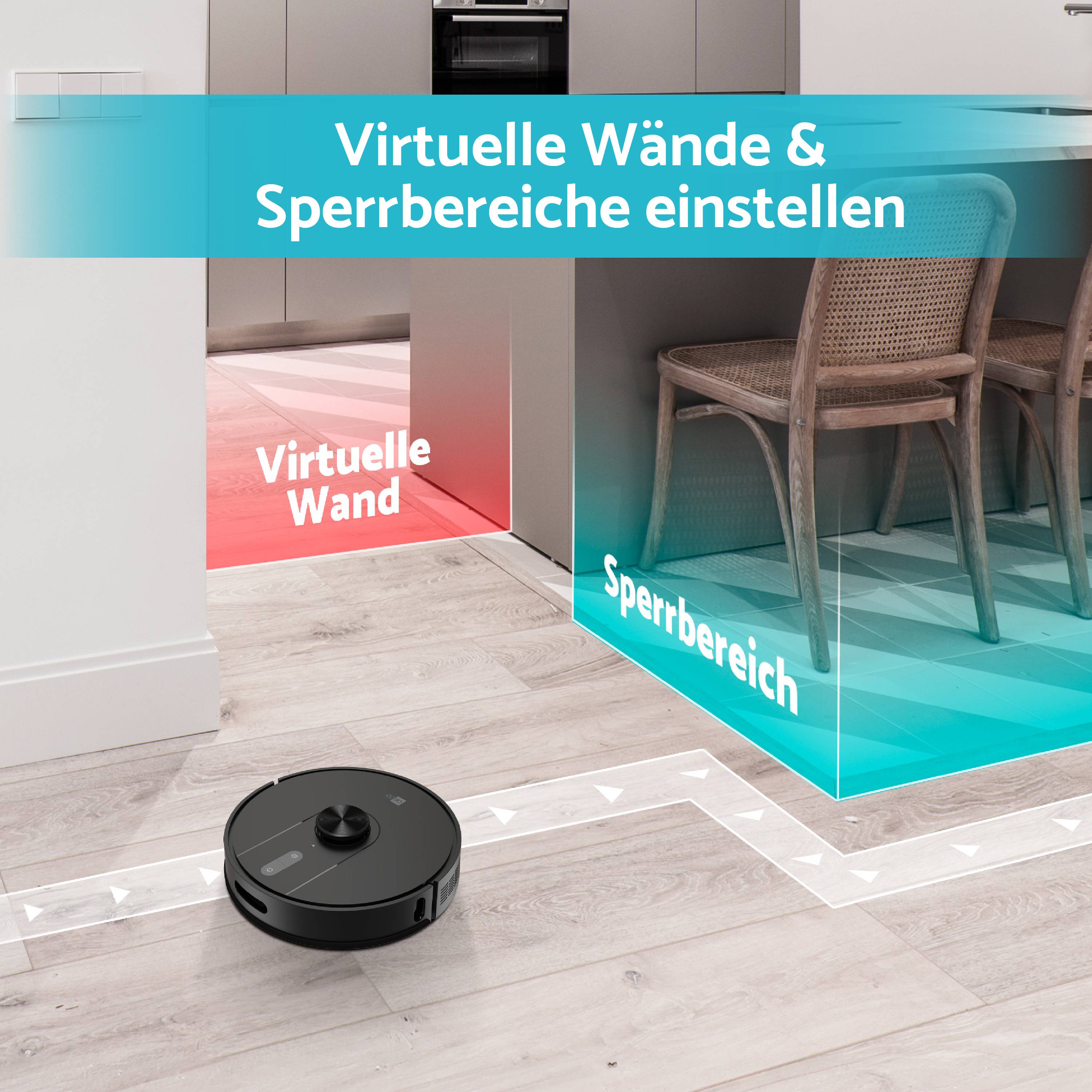 Aeco Vacubot X5 Saug-und Wischroboter Schwarz App gesteuert, Fernbedienbar