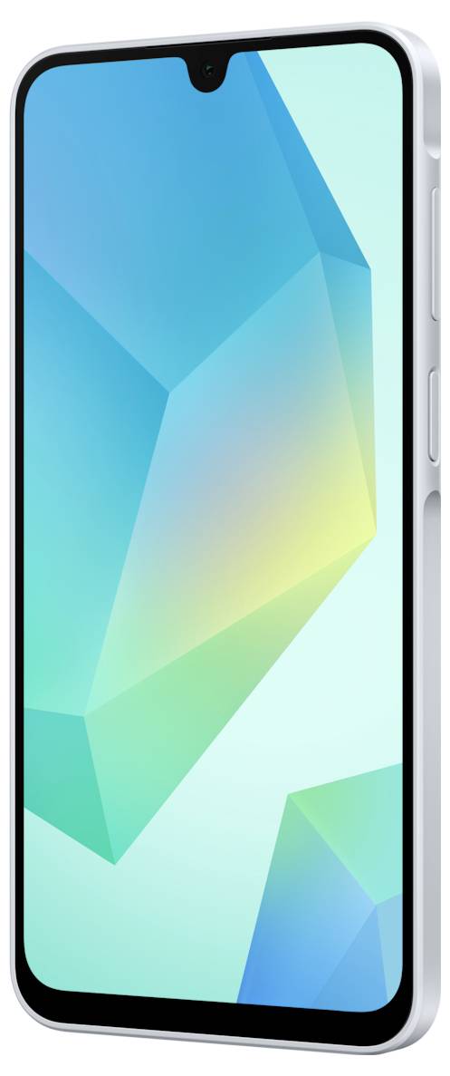 Smartphone mit modernem Design, abgerundeten Ecken und farbenfrohem Bildschirmhintergrund, seitliche Ansicht.