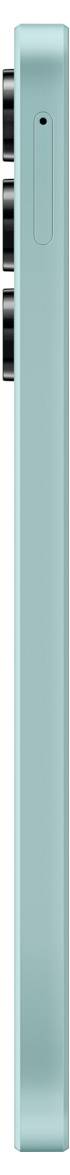 Die Abbildung zeigt die Seitenansicht eines schlanken, türkisfarbenen Geräts mit Lautstärketasten und einer Aussparung oben.